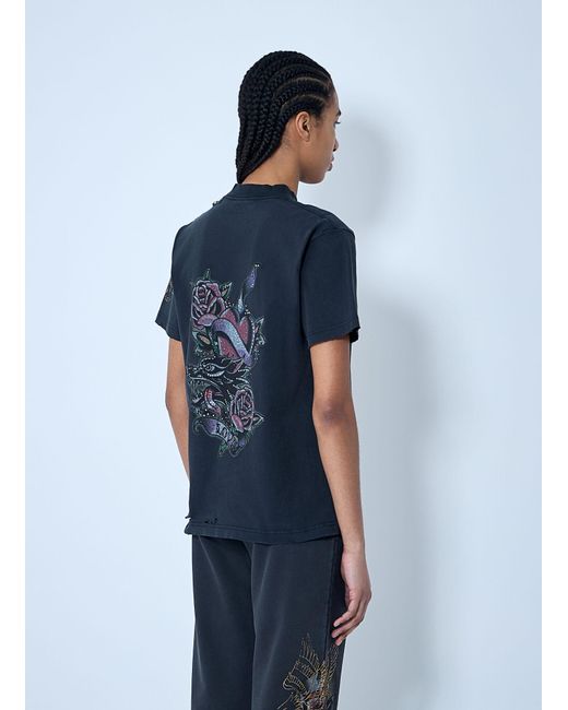 Balenciaga Blue Tacky Tattoo Logo Motif T-Shirt