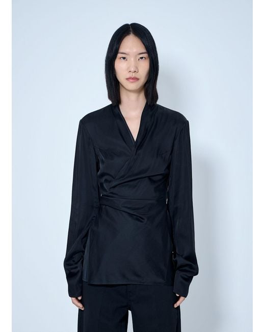 Rick Owens Blue Laura Satin Wrap Top