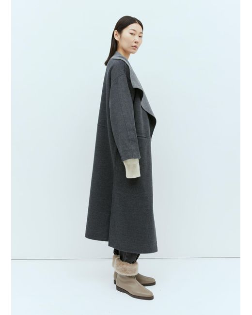 Totême  Blue Two-tone Signature Wool And Cashmere Coat