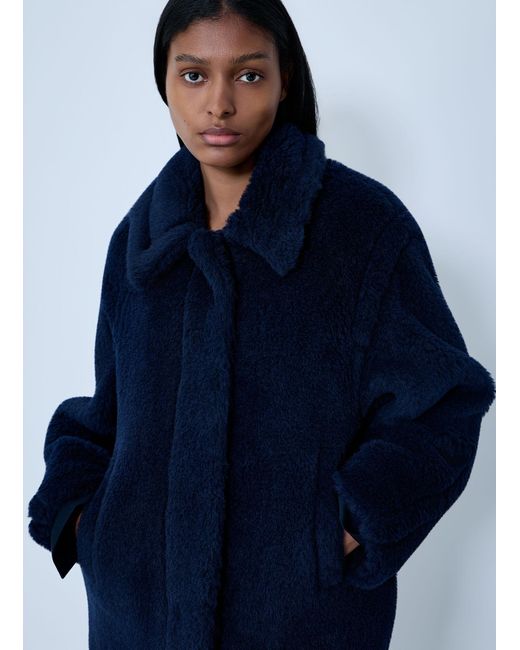 Max Mara Blue Wool-And-Silk-Blend Coat