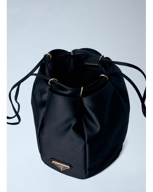 Prada Blue Satin Mini Bucket Bag