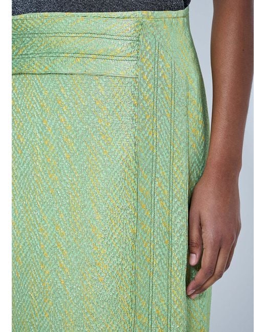 Marni Green Wrap-Effect Midi Skirt