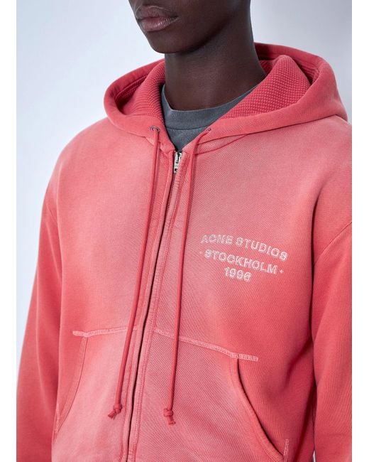 Acne Red Zip-Up Hoodie