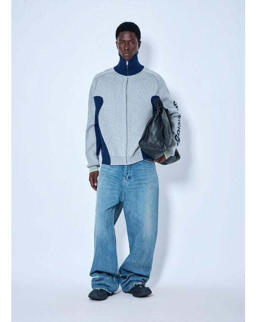Balenciaga Blue Zip-Up Track Jacket for men