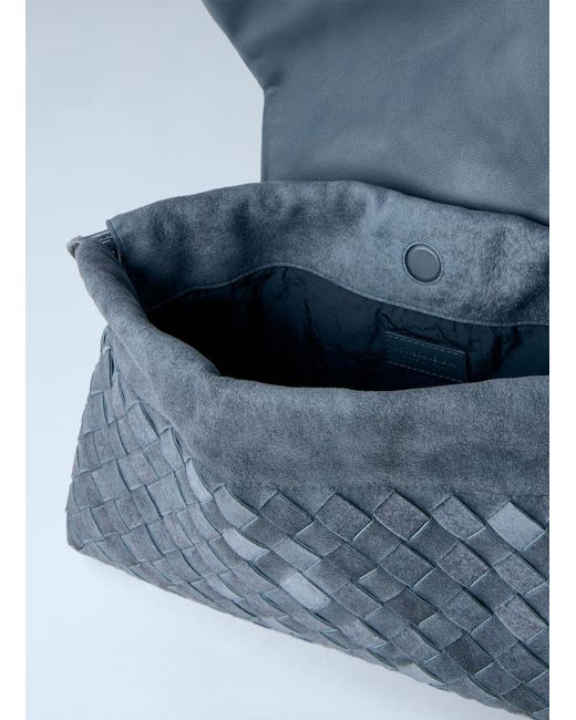 Bottega Veneta Blue Giorno Suede Shoulder Bag