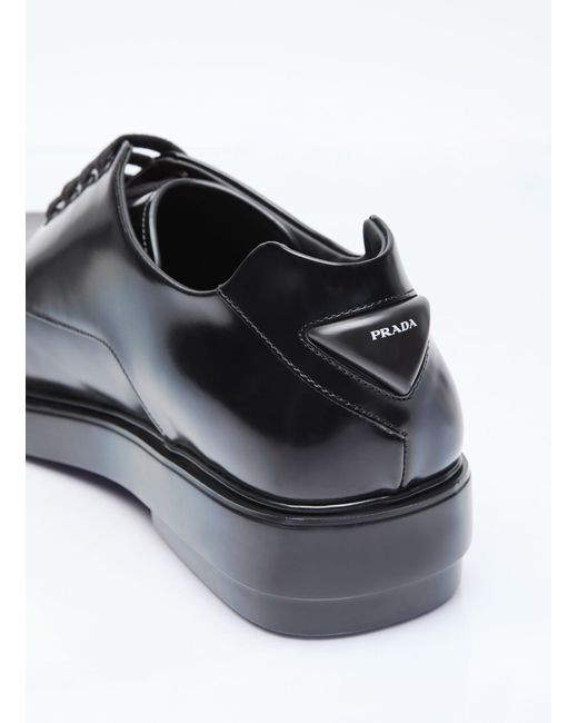 Prada Black Square Toe Derby Shoes for men