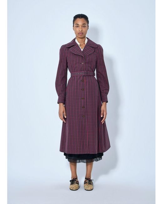 Vivienne Westwood Purple Belted Button-Down Trench Coat