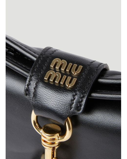 Miu Miu Black Logo Plaque Leather Shoulder Bag