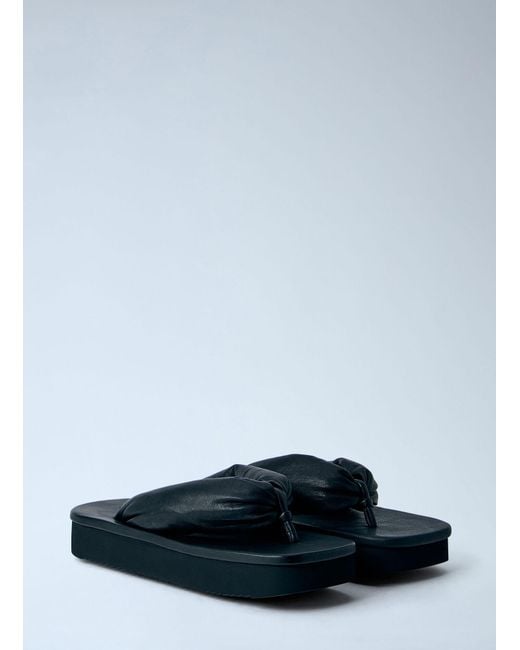 Rick Owens Blue Hollywood Flip Flop Leather Sandals for men