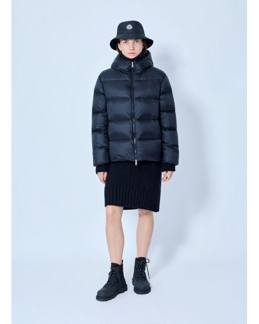 Moncler Blue Feligule Hooded Short Down Jacket
