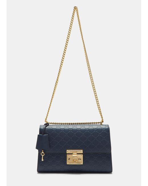 Gucci Blue Padlock Signature Shoulder Bag