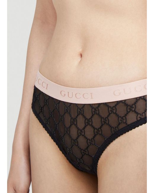 Gucci Natural Gg Logo Sheer-lace Lingerie Set