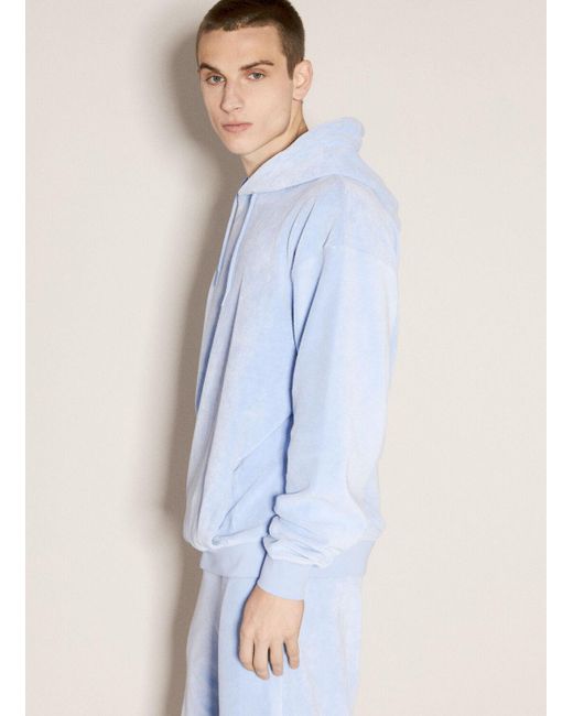 Martine Rose Blue Terry Cloth Hooded Sweatshirt for men