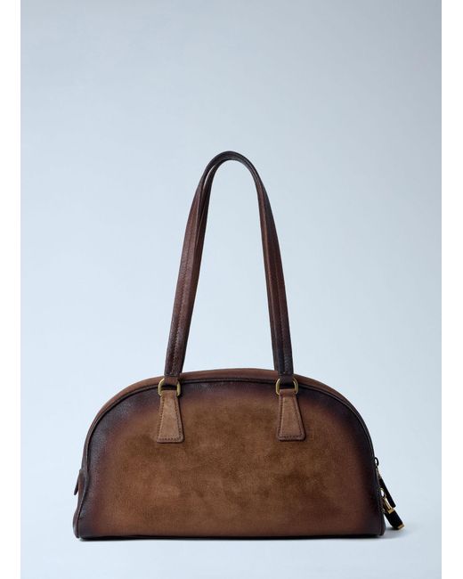 Prada Brown Bowling Medium Suede Handbag