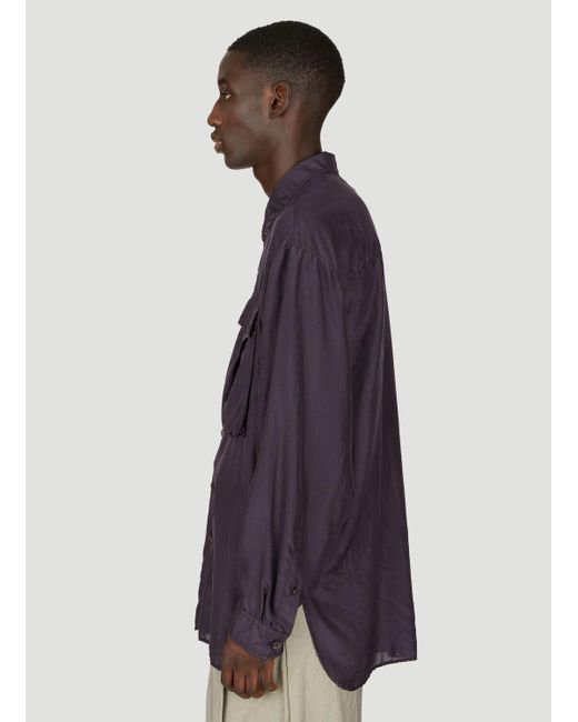 Dries Van Noten Purple Patch Pockets Silk Shirt for men