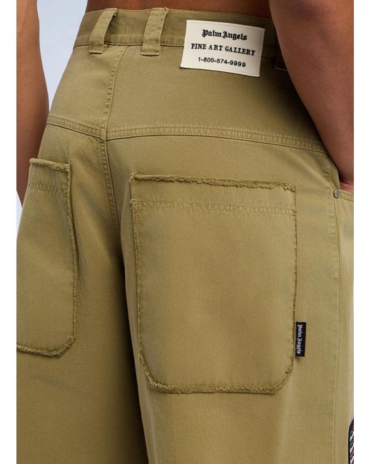Palm Angels Natural Military Patch Bermuda Shorts for men