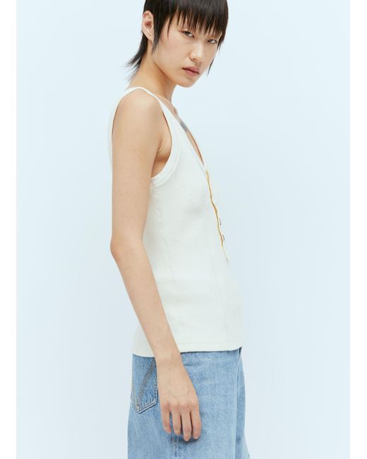 Bottega Veneta White Raised Placket Tank Top