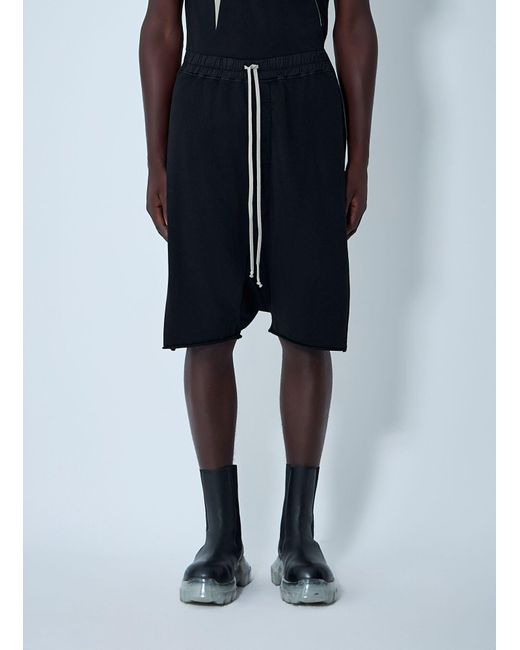 Rick Owens Blue Drawstring Pod Track Shorts for men