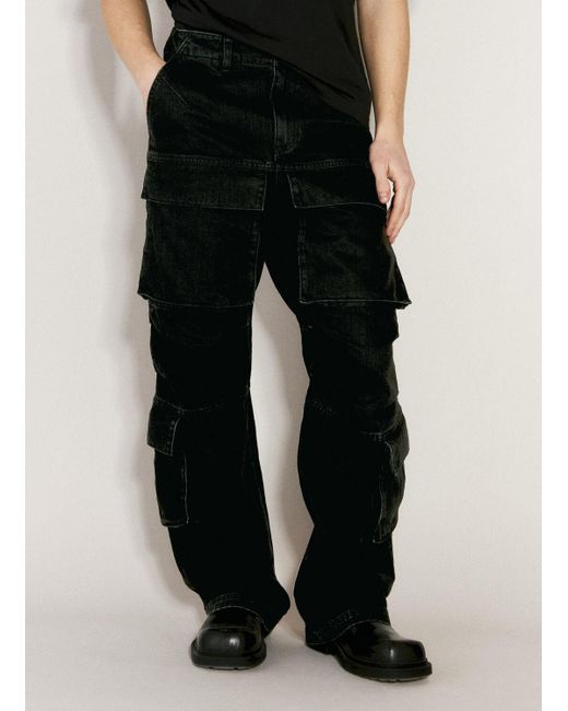 Entire studios Black Heavy Cargo Jeans for men