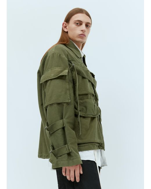 Dries Van Noten Green Overdyed Cargo Jacket for men