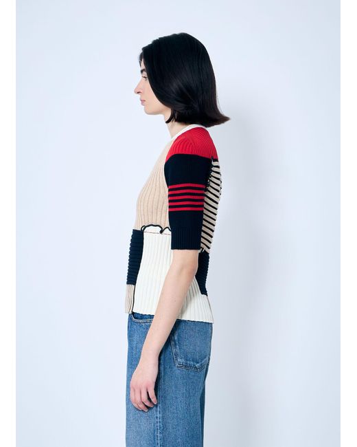 Bottega Veneta Blue Rib Patchwork Sweater