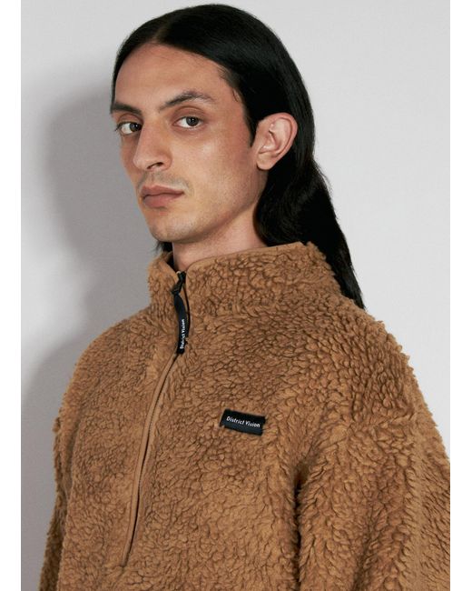 District Vision Brown Half-zip Pile Fleece Jacket for men