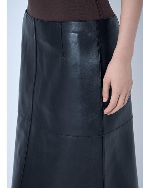 Totême Blue Paneled Leather Skirt