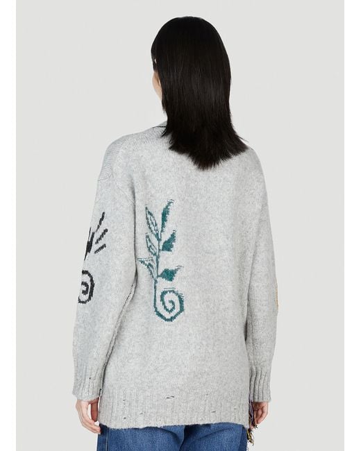 Stella McCartney Gray Folklore Embroidery Sweater