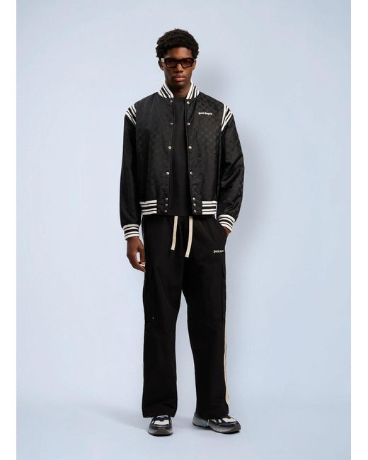 Palm Angels Black Monogram Jacquard Bomber Jacket for men
