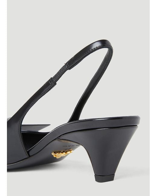 Prada Black Logo Slingback Heels