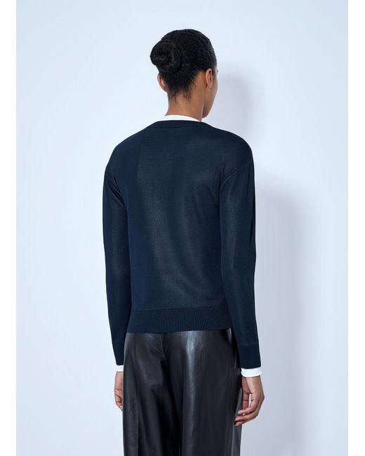 Bottega Veneta Blue Silk Double Knit Cardigan