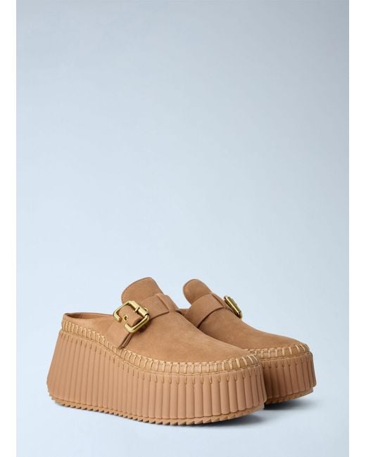 Chloé Blue Chloé Nama Wedge Mules