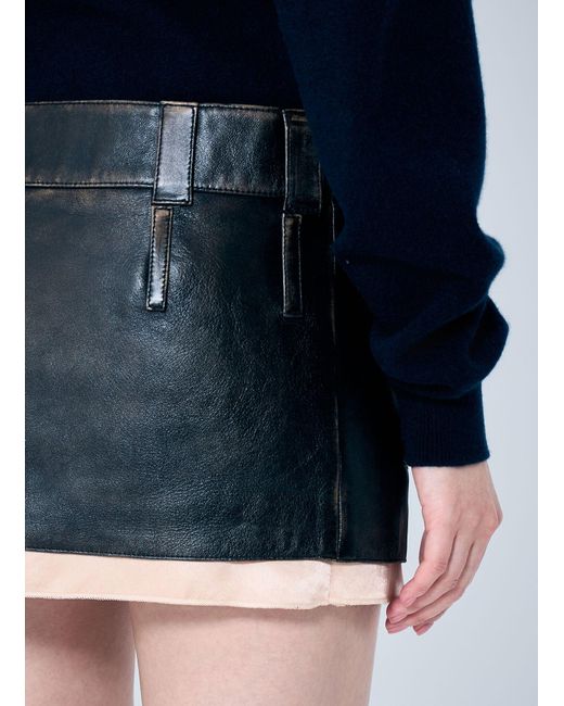 Miu Miu Black Leather Mini Skirt