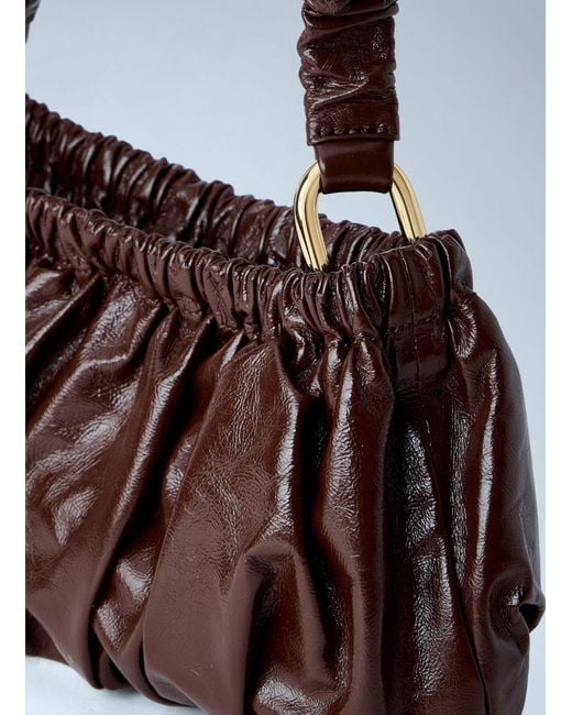 Marni White Ruched Leather Shoulder Bag