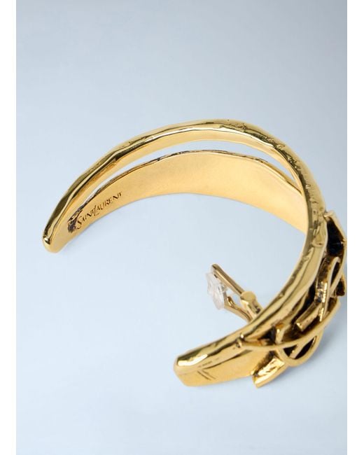 Saint Laurent Metallic Sculpted Hoop Earrings