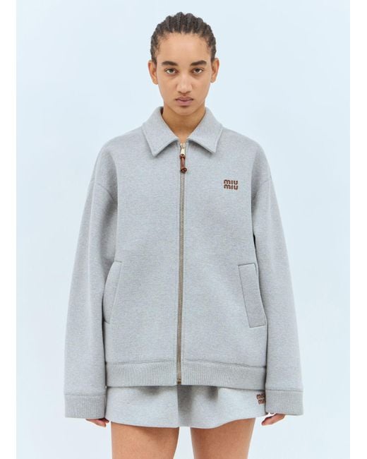 Miu Miu Blue Jersey Zip-Up Jacket