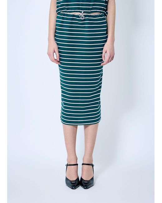 Prada Blue Striped Piquet Midi Skirt
