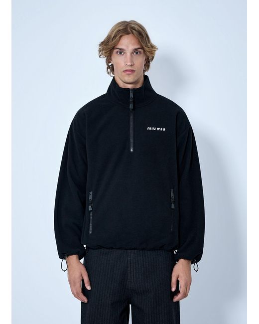 Miu Miu Blue Half-Zip Fleece Sweatshirt