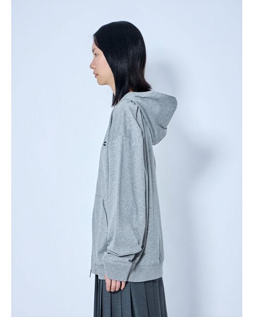 Miu Miu Blue Zip Hoodie With Patch Detail