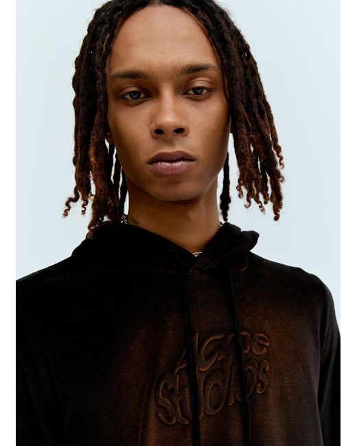 Acne Black Velvet Hooded Sweatshirt for men