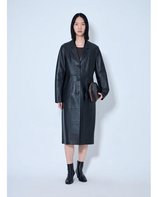 Totême Blue Slim Leather Coat