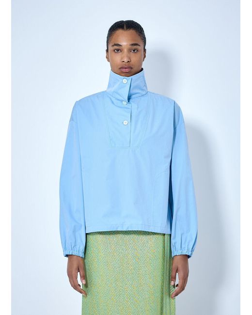 Marni Blue High-Collar Buttoned Pullover