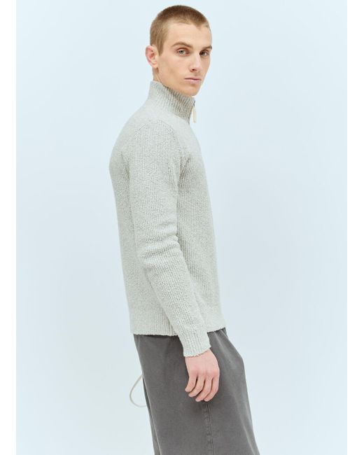 J.W. Anderson Gray Boucle Henley Sweater for men