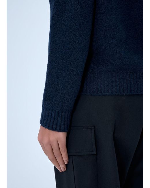 Moncler Blue Embroidered Logo Wool Sweater
