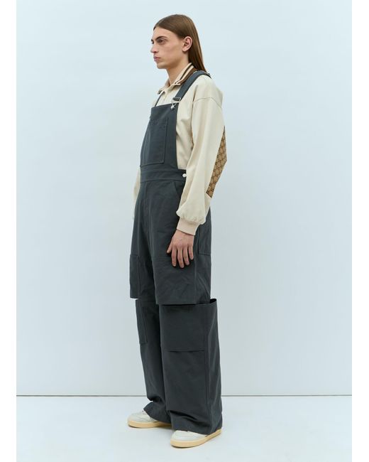 Gucci Blue Logo Patch Dungarees for men