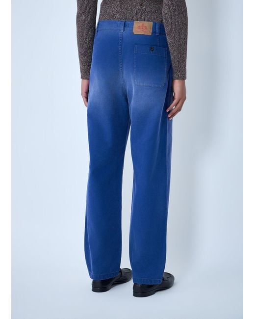 Prada Blue Cotton Twill Pants for men