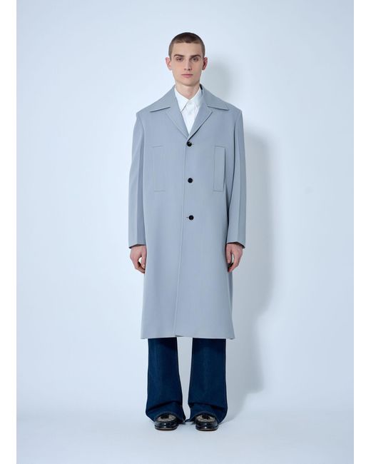 Gucci Blue Single-Breasted Wool Coat for men