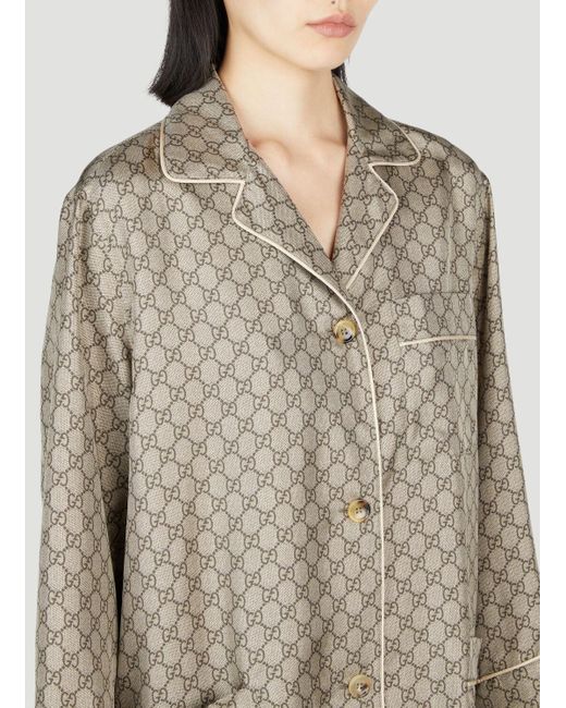 Gucci Gray Gg Supreme Silk Shirt for men
