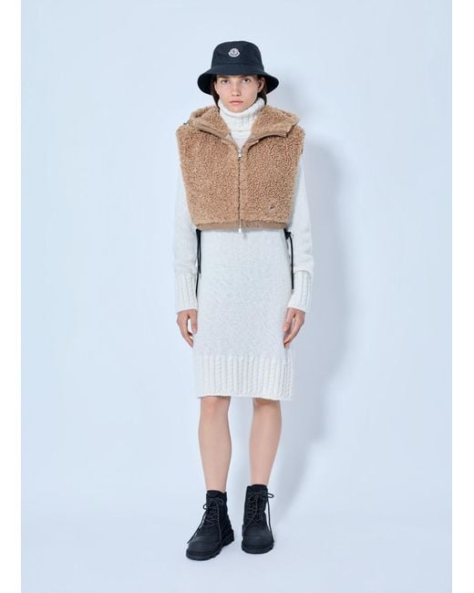 Moncler White Sherpa Hooded Overlay