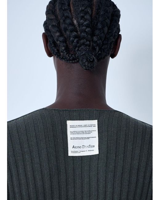 Acne Gray Cotton Rib Sweater for men